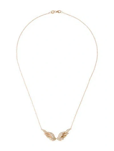Pre-owned Anita Ko 18k Diamond Wings Pendant Necklace, 16" In Multi