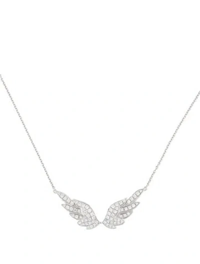 Pre-owned Anita Ko 18k Diamond Wings Pendant Necklace, 19.5" In Multicolor