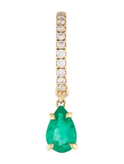Pre-owned Anita Ko 18k Emerald & Diamond Single Drop Earring In Multicolor