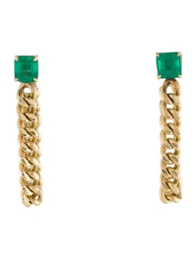 Pre-owned Anita Ko 18k Emerald Drop Earrings In Multi