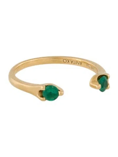 Pre-owned Anita Ko 18k Emerald Orbit Ring In Multi