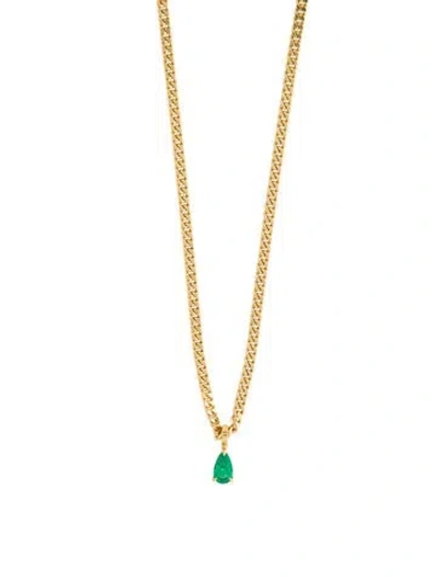 Pre-owned Anita Ko 18k Emerald Pear Pendant Necklace, 24" In Multicolor