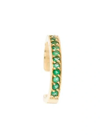 Pre-owned Anita Ko 18k Emerald Single Row Ear Cuff In Multi
