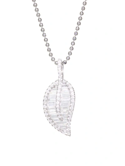 Anita Ko 18k Gold & Diamond Leaf Necklace In White Gold