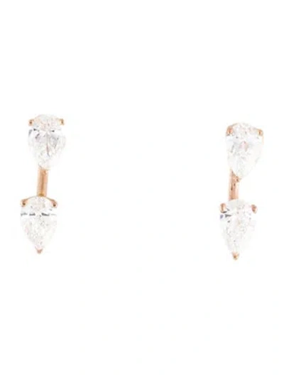 Pre-owned Anita Ko 18k Large Pear Diamond Orbit Stud Earrings In Multicolor