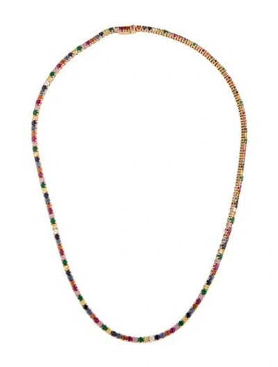 Pre-owned Anita Ko 18k Multistone & Diamond Hepburn Necklace, 16" In Multicolor