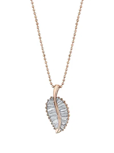 Anita Ko 18k Rose Gold Palm Leaf Diamond Necklace
