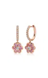 Anita Ko 18k Rose Gold Pink Sapphire And Diamond Flora Drop Huggies