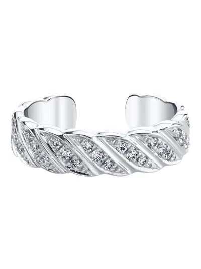 Anita Ko 18k White Gold Diamond Braided Ear Cuff In Metallic