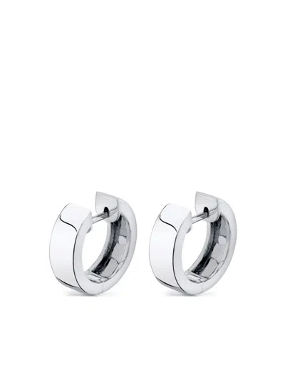 Anita Ko 18k White Gold Wide Huggie Earrings In Silver