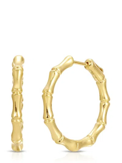 ANITA KO 18K YELLOW GOLD BAMBOO HOOP EARRINGS