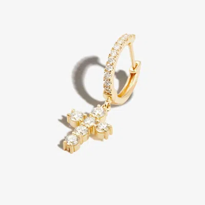 Anita Ko 18k Yellow Gold Cross Diamond Hoop Earring