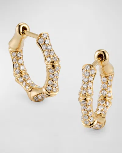 Anita Ko 18k Yellow Gold Diamond Bamboo Huggie Hoop Earrings In Yg