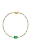 Anita Ko 18k Yellow Gold Diamond Hepburn Bracelet With Emerald Cut Emerald Center In Green