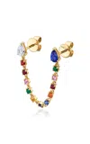 Anita Ko 18k Yellow Gold Double Piercing Loop Earring With Diamond And Blue Sapphire Pear Studs