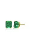 Anita Ko 18k Yellow Gold Emerald Cut Emerald Studs In Green