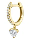 Anita Ko 18k Yellow Gold Heart Diamond Drop Single Huggie