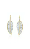 Anita Ko 18k Yellow Gold Large Palm Leaf Drop Earrings With Pave Diamond Stem