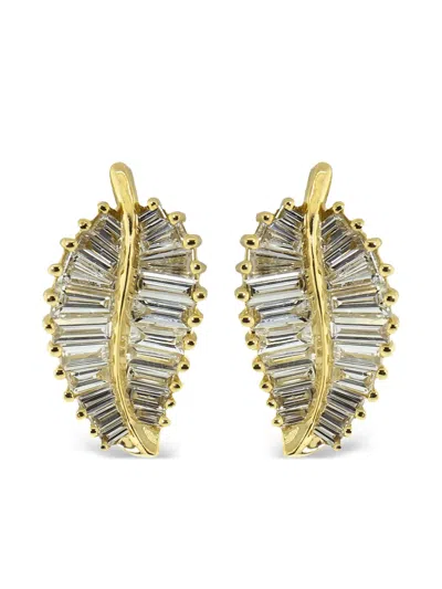 Anita Ko 18k Yellow Gold Palm Leaf Diamond Earrings