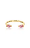 Anita Ko 18k Yellow Gold Pink Sapphire Pear Orbit Ring In Pink