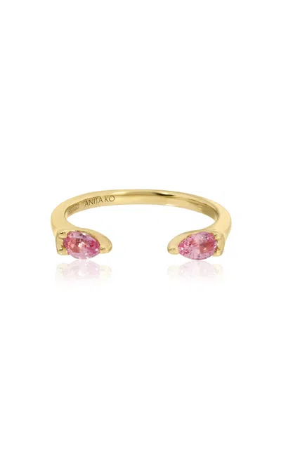 Anita Ko 18k Yellow Gold Pink Sapphire Pear Orbit Ring