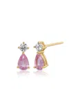 Anita Ko 18k Yellow Gold Pink Sapphire Violet Stud Earrings