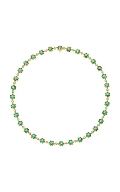 Anita Ko 18k Yellow Gold Small Emerald And Diamond Flora Choker