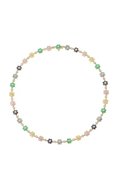 Anita Ko 18k Yellow Gold Small Multi Sapphire And Diamond Flora Choker