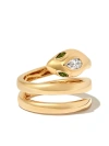 Anita Ko 18kt Yellow Gold Snake Coil Diamond And Emerald Ring In Gold