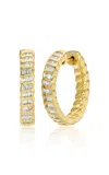 Anita Ko 18k Yellow Gold Thin Baguette Diamond Zoe Hoops