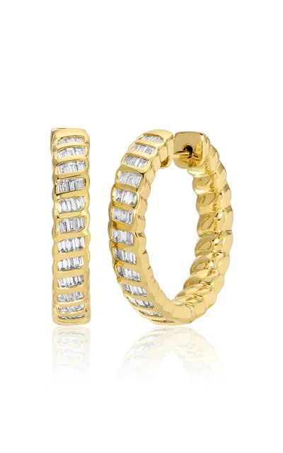 Anita Ko 18k Yellow Gold Thin Baguette Diamond Zoe Hoops In Gold