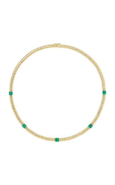Anita Ko 18k Yellow Gold Thin Zoe Choker With Square Cut Emeralds
