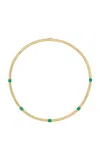 Anita Ko 18k Yellow Gold Thin Zoe Choker With Square Cut Emeralds In Green