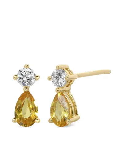 Anita Ko 18k Yellow Gold Violet Sappire And Diamond Stud Earrings