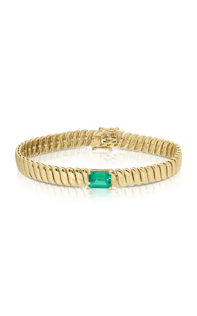 Anita Ko 18k Yellow Gold Zoe Bracelet With Emerald Center 1.44
