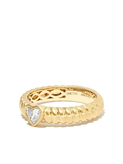 Anita Ko 18k Yellow Gold Zoe Twisted Heart Diamond Ring