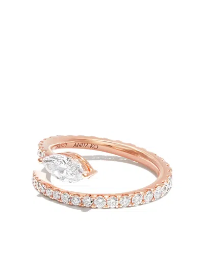 Anita Ko 18kt Rose Gold Two Row Coil Diamond Ring In Pink