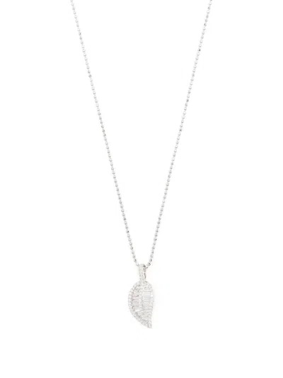 Anita Ko 18kt White Gold Diamond Palm Leaf Necklace In Silver