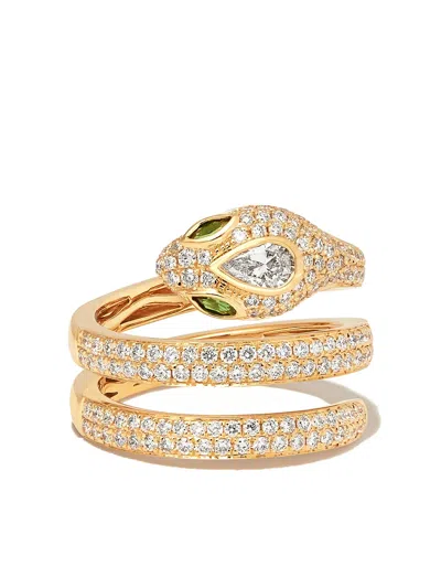 Anita Ko 18kt Yellow Gold Snake Coil Diamond And Emerald Ring