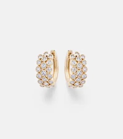 Anita Ko 3 Row 18kt Gold Hoop Earrings With Diamonds