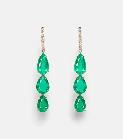Anita Ko Anya 18kt Gold Drop Earrings With Diamonds And Emeralds