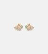 Anita Ko Bunny 18kt Gold Earrings With Diamonds And Emeralds In Burgundy