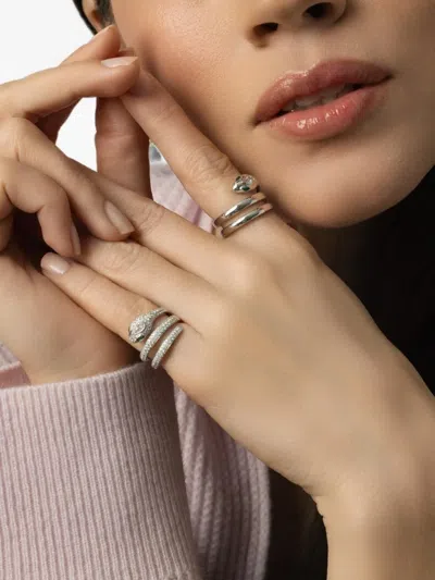 Anita Ko Diamond And Tsavorite Snake Ring In Silver