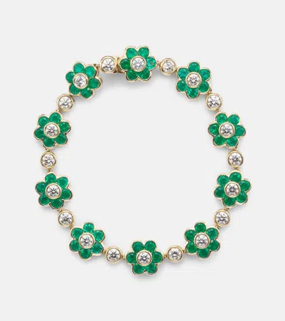 Anita Ko Flora 18kt Yellow Gold Bracelet With Emeralds And Diamonds