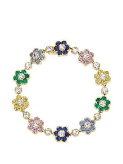Anita Ko Flora Multi-stone Bracelet In Gold