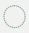 Anita Ko Flora Small 18kt Gold Choker With Emeralds And Diamonds In Green
