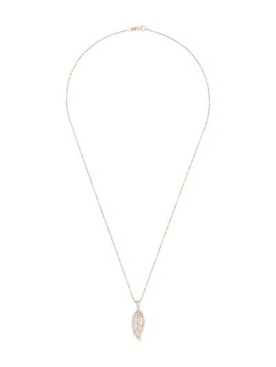 Anita Ko 18k Rose Gold Leaf Diamond Necklace