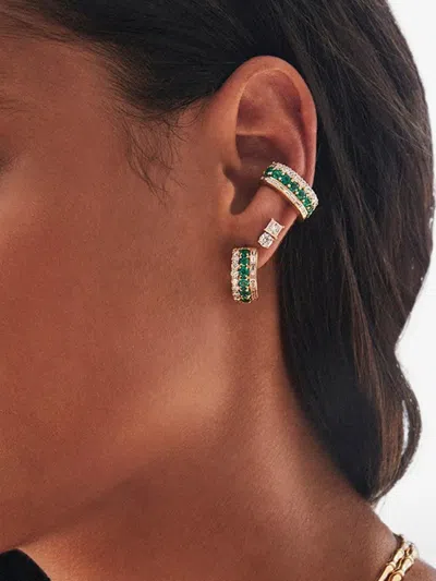 Anita Ko Lola Emerald And Diamond Huggie Earrings In Transparent