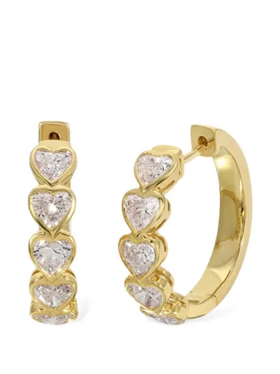 Anita Ko Medium Heart Diamond Hoop Earrings In Metallic