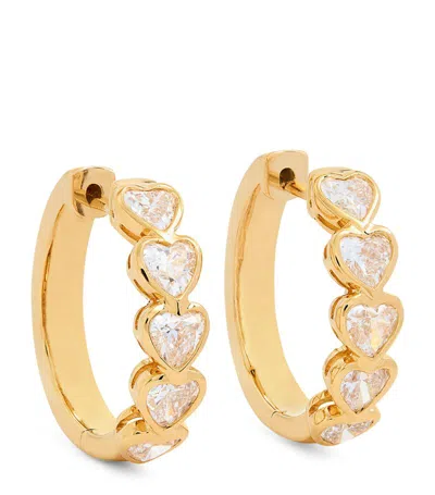 Anita Ko Medium Yellow Gold And Diamond Heart Hoop Earrings